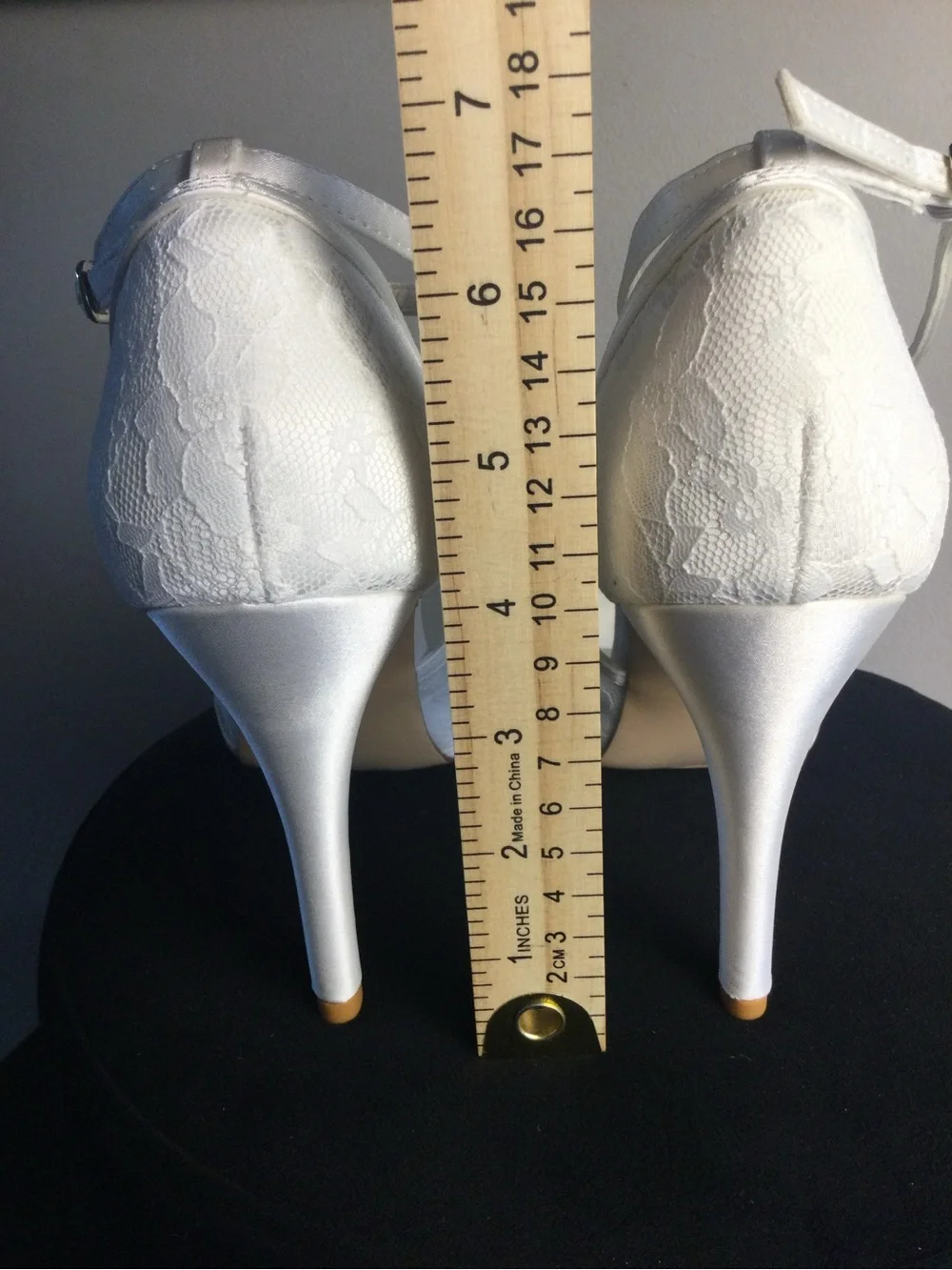 White Lace Pearl-Embellished T-Strap High Heel
